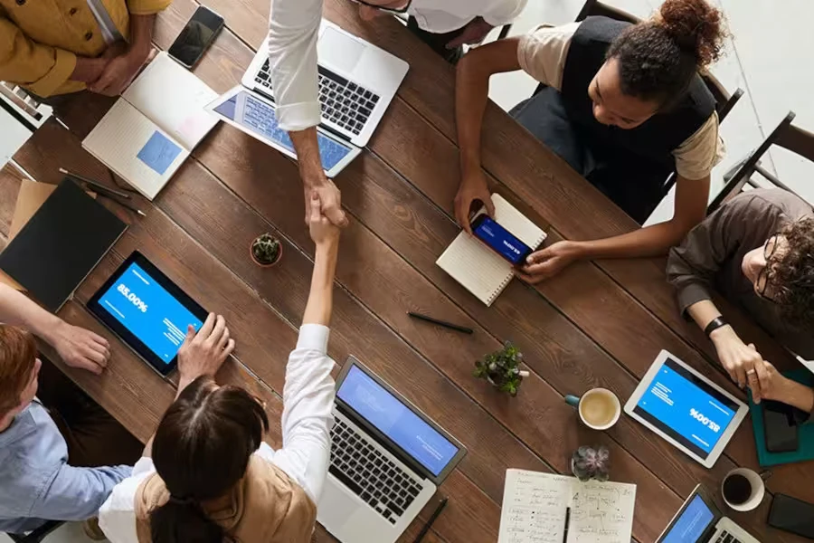 People partnering together on a project